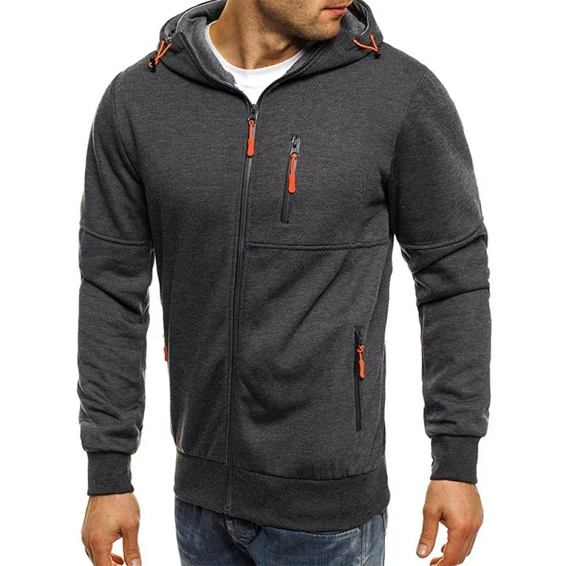 Men's Zip Hooded Sweatshirt Jacket — Casual Everyday Zip-Up Hoodie