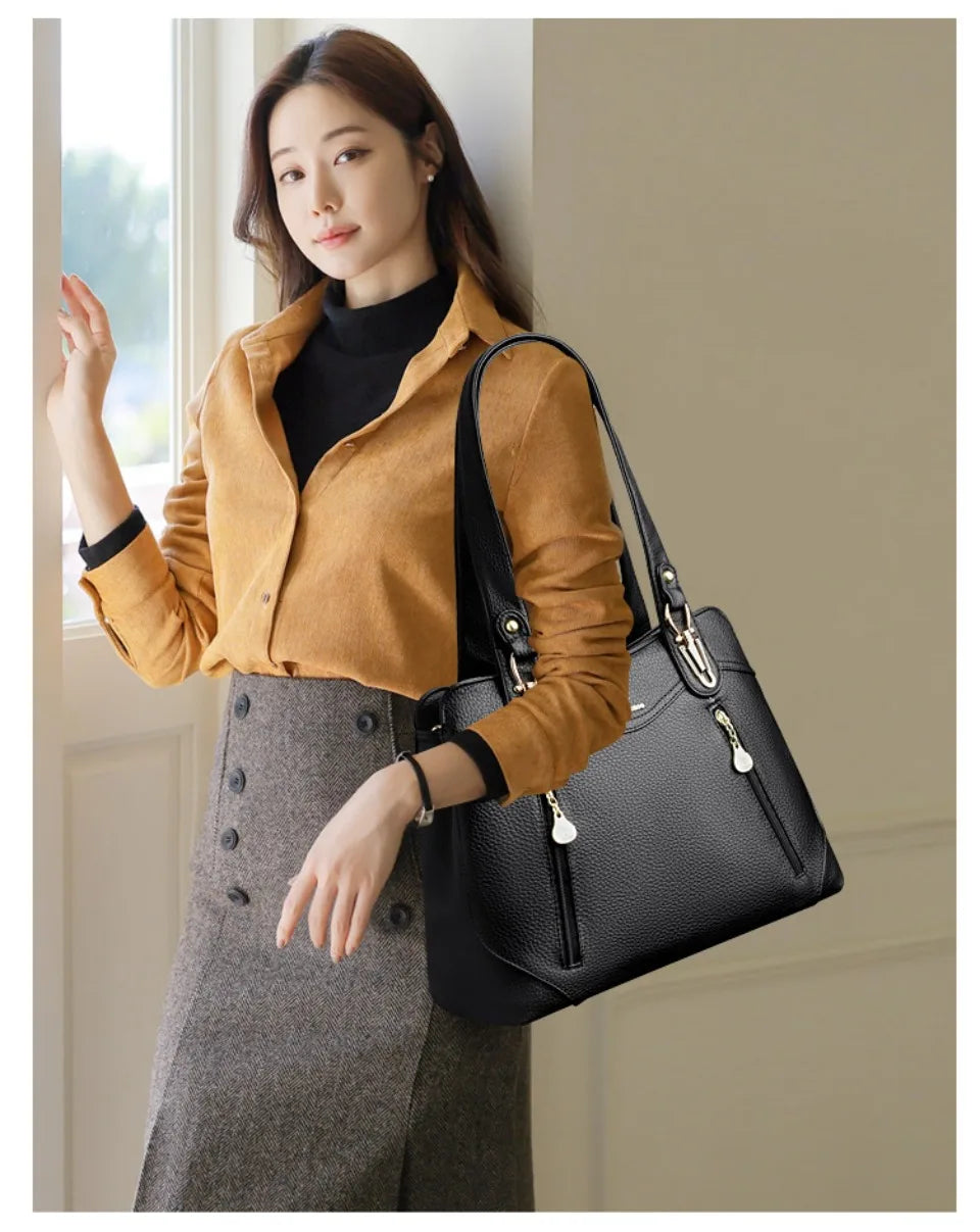 VANDERWAH Bark Pattern Microfiber Leather A4 Tote Bag – Luxury Designer Shoulder Handbag for Women