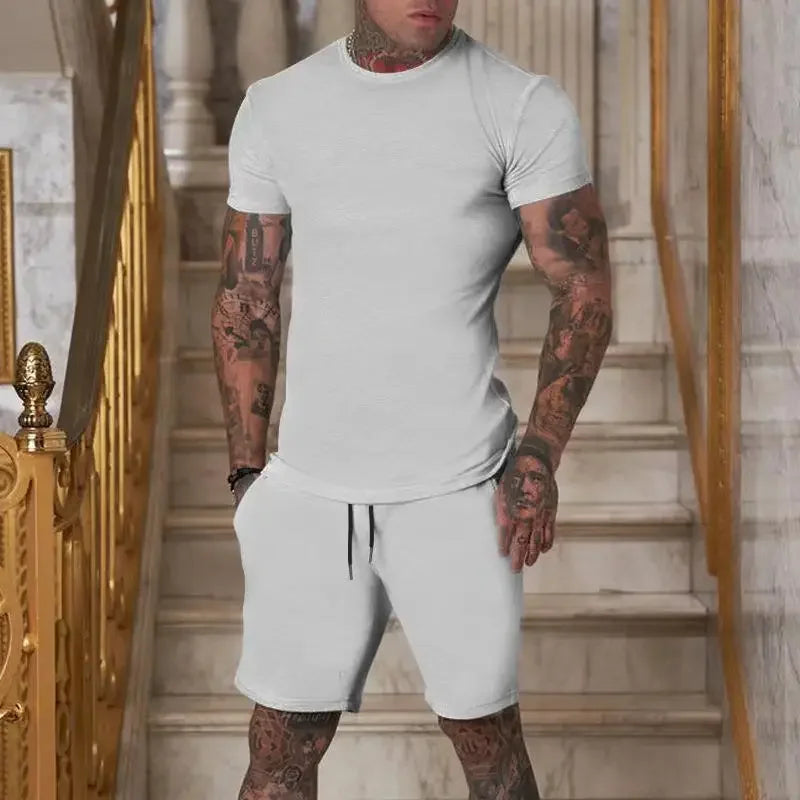 Men's Breathable T-Shirt & Shorts Casual Summer Sport Set – Fashionable Outdoor 2-Piece