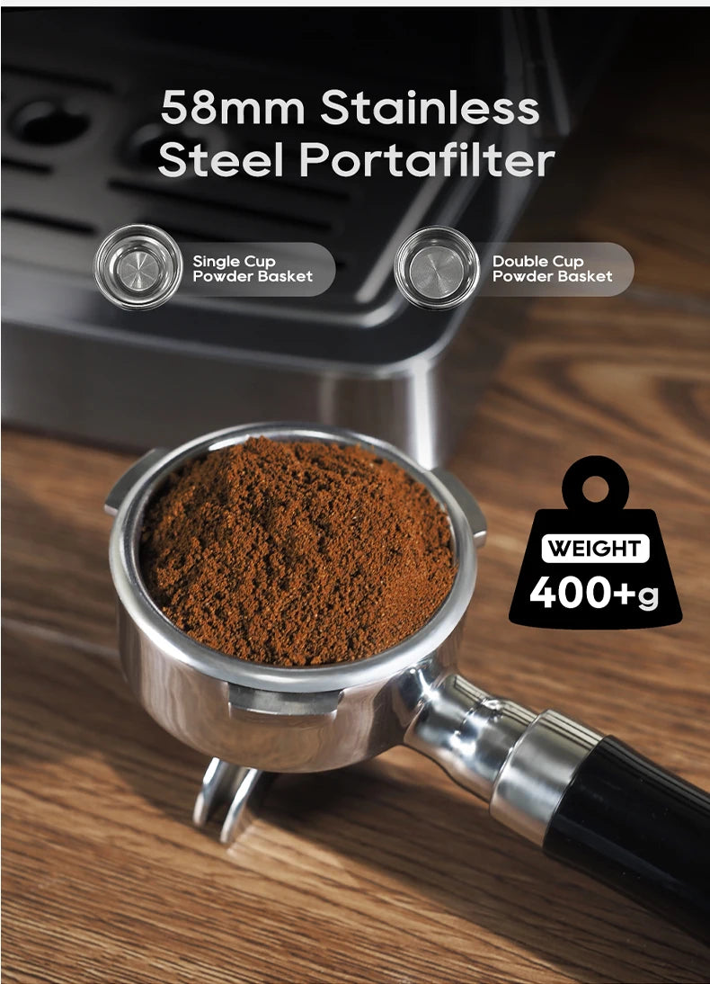 HiBREW H10A 20-Bar Semi-Automatic Espresso Machine | 58mm Portafilter, Temperature Control, Stainless Steel