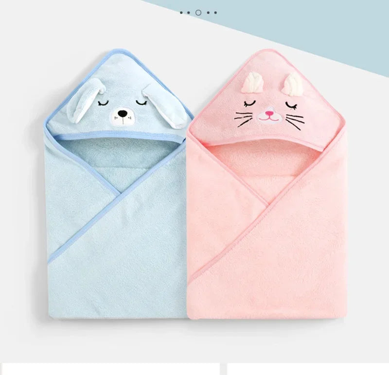 Cartoon Animal Hooded Baby Bath Towel – Soft Newborn Bathrobe & Swaddle Wrap for Boys & Girls
