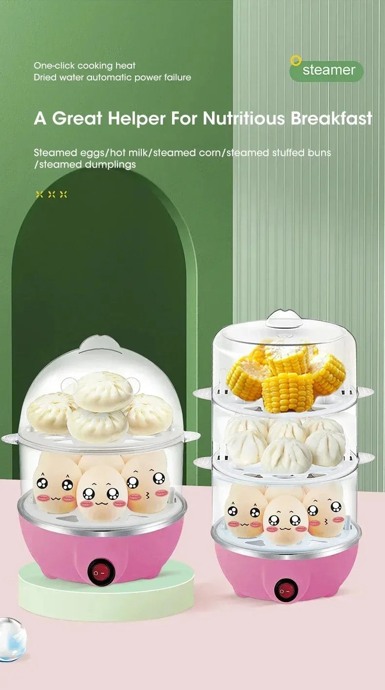 7-Egg Double Layer Electric Egg Steamer – Boiling, Poaching & Custard Breakfast Maker