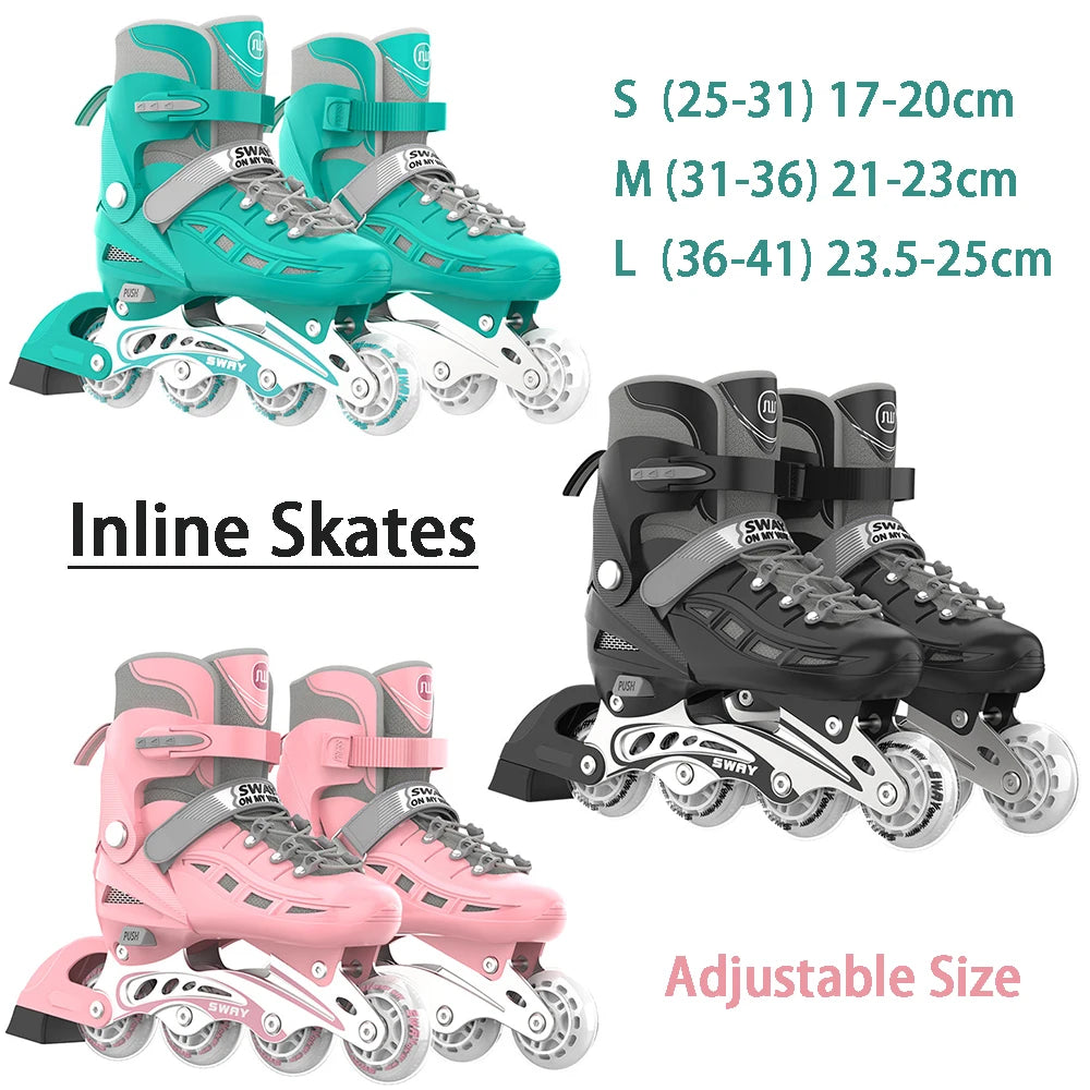 Adult Inline Roller Skates – Beginner Outdoor PU Street Freestyle Sneakers with 4 Wheels
