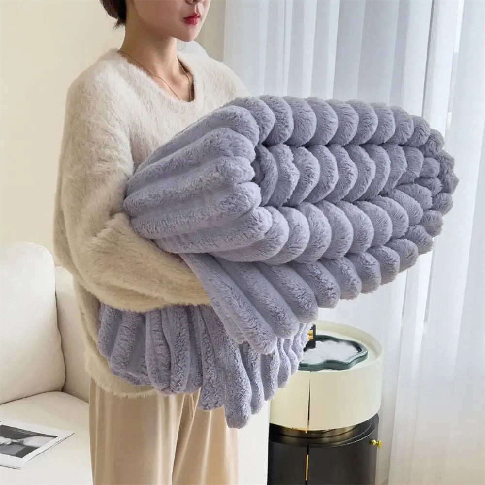 Double-Sided Jacquard Throw Blanket – Warm & Breathable Cotton-Bamboo Blend, 6 Colors