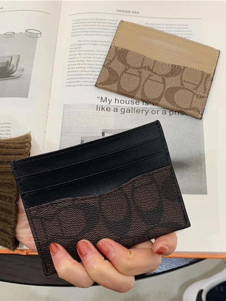 Women's Multi-Function PU Leather Card Holder Wallet – Short Coin Purse in Black & Khaki