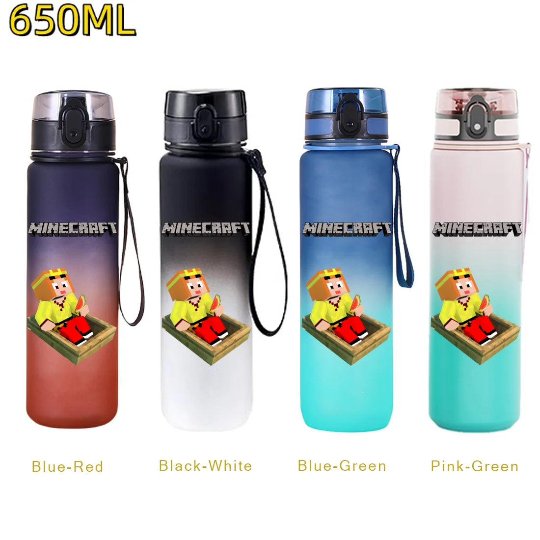 650ml Gradient Color PC Sports Water Bottle with Handle – Leakproof Shaker Bottle for Fitness, Travel & Office
