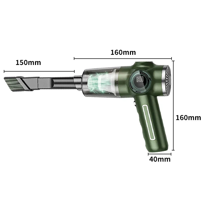 Compact handheld cordless vacuum dimensions with 160 mm body and 150 mm extended cleaning nozzle