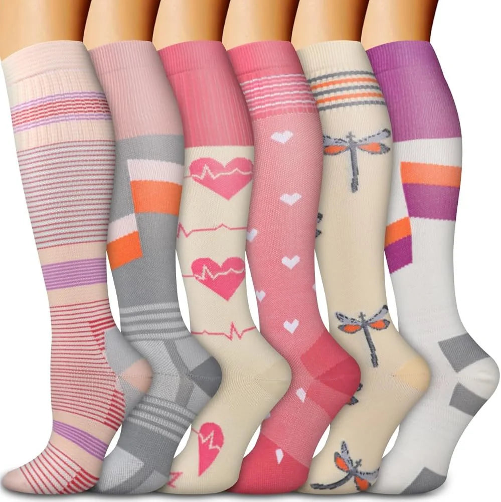 Knee High Compression Stockings 20-30mmHg – 6 Pairs Sports, Medical, Varicose Veins, Pregnancy, Edema & Diabetes