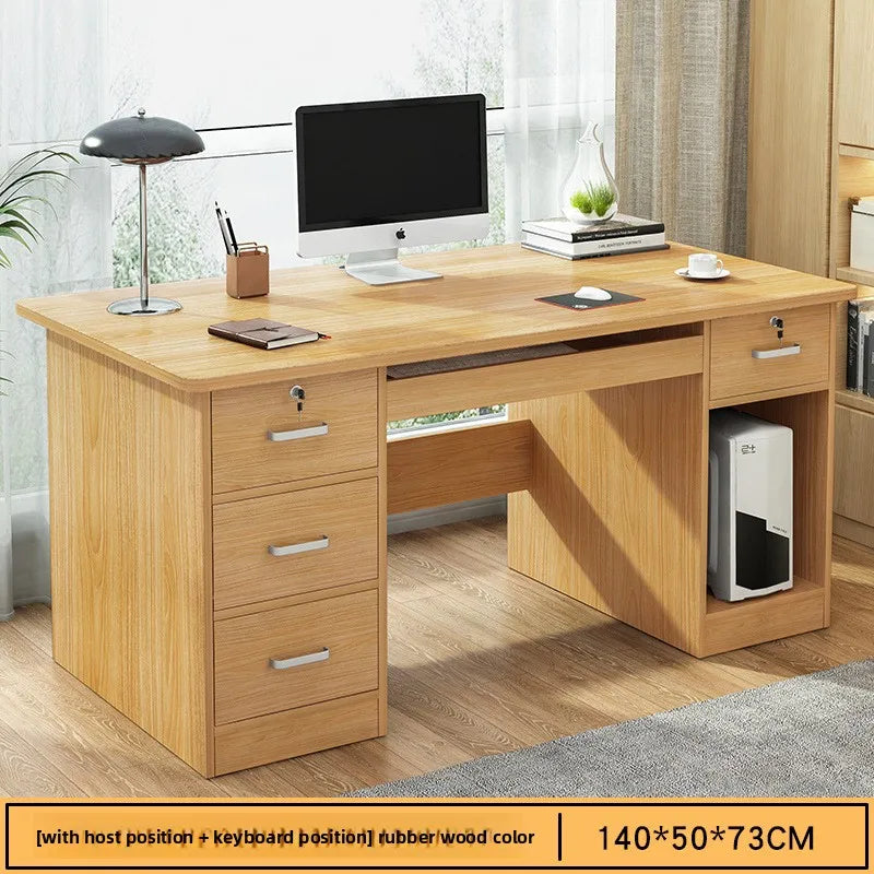 Modern Minimalist Writing & Computer Desk — Durable Wood Office Desk in Oak & Dark Walnut