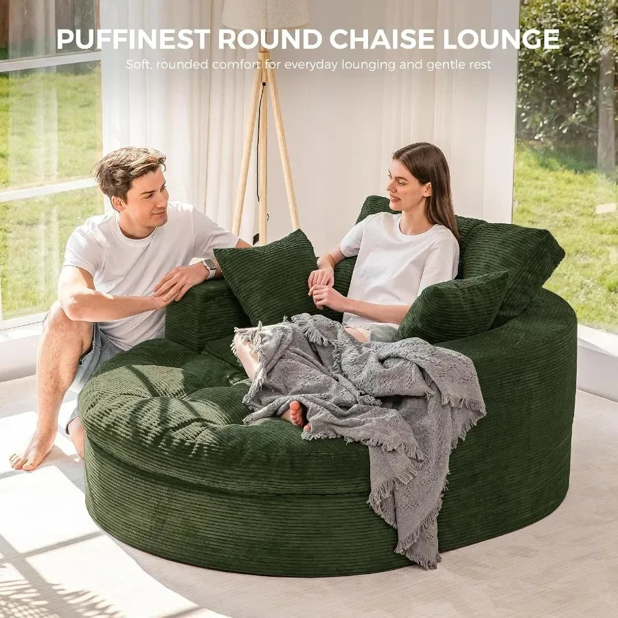 Oversized Round Boneless Chaise Lounge with Ottoman