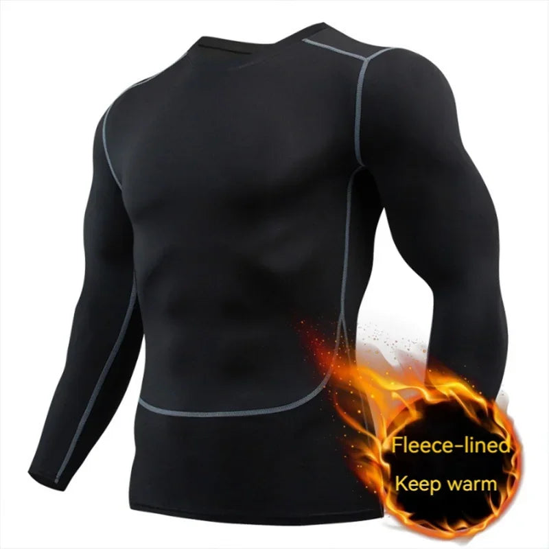 Men's Warm Long Sleeve Top & Pants Set – Tight Fitness Running Yoga Athlete Sport Suit