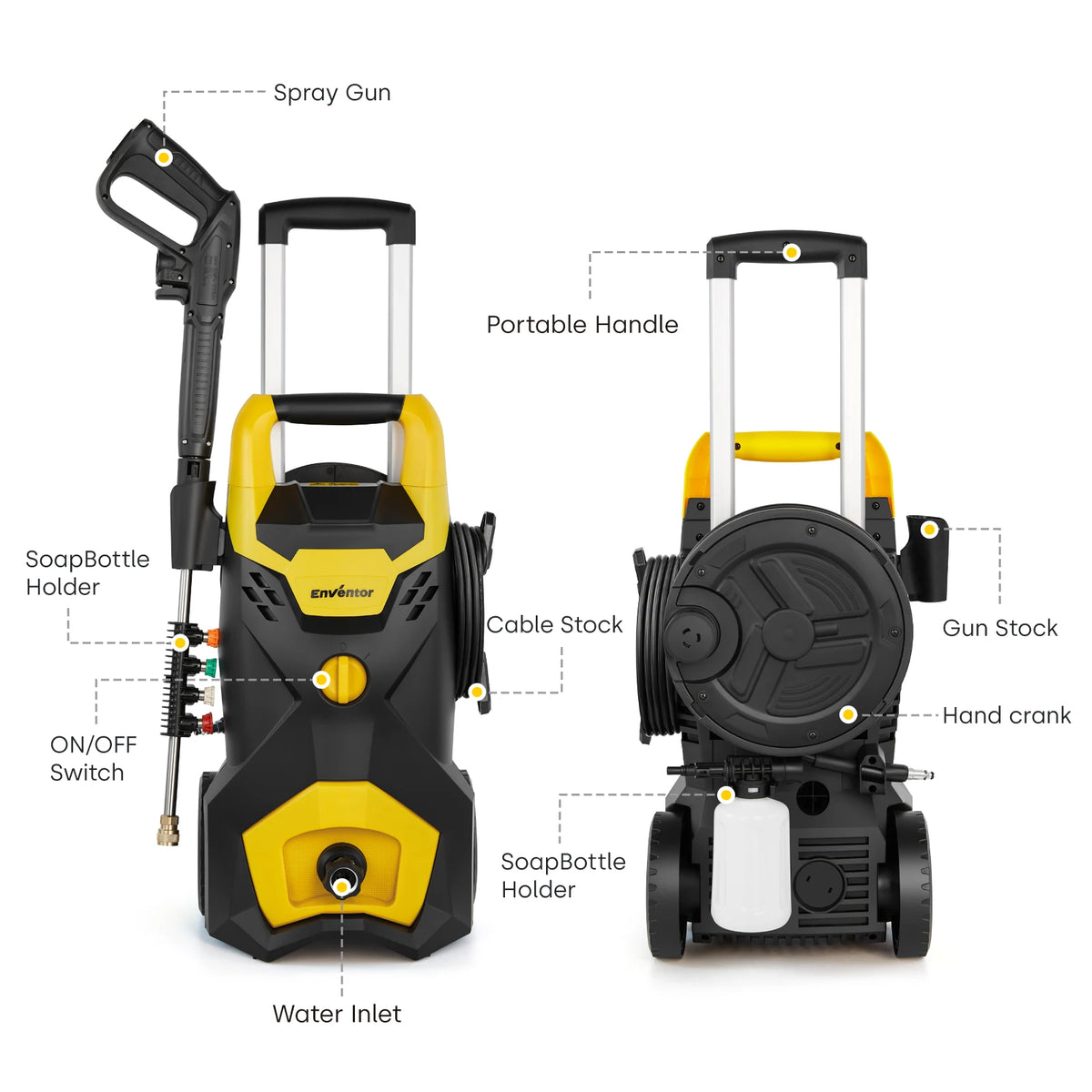 Electric Pressure Washer – Enventor 120V, Four Nozzles