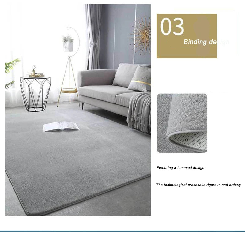 VIKAMA Solid Color Coral Velvet Rug – Soft Non-Slip Kids Play Mat & Bedroom Carpet