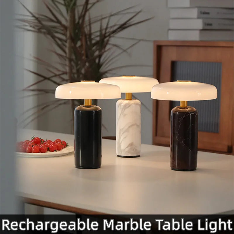 Marble Table Lamp – USB Charging & Touch Dimming