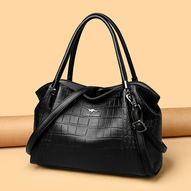 Luxury PU Casual Tote Shoulder Bag – Rivet & Sequin Designer Crossbody Handbag for Women