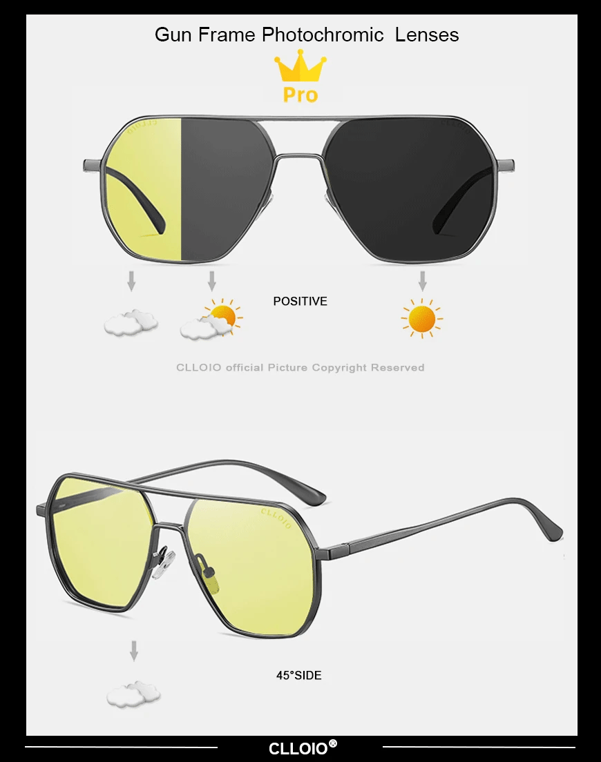 CLLOIO Anti-Glare Day & Night Vision Sunglasses | Polarized Photochromic UV400 Driving Glasses