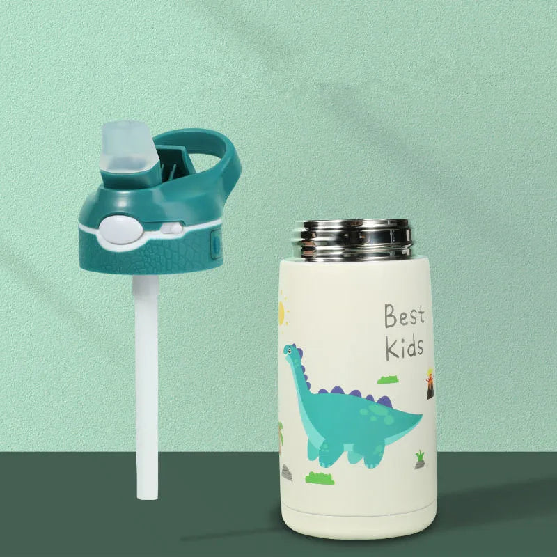 400ml Kids 316 Stainless Steel Vacuum Thermos Bottle – Duck-Billed Straw Tumbler, 6–12Hr Insulation