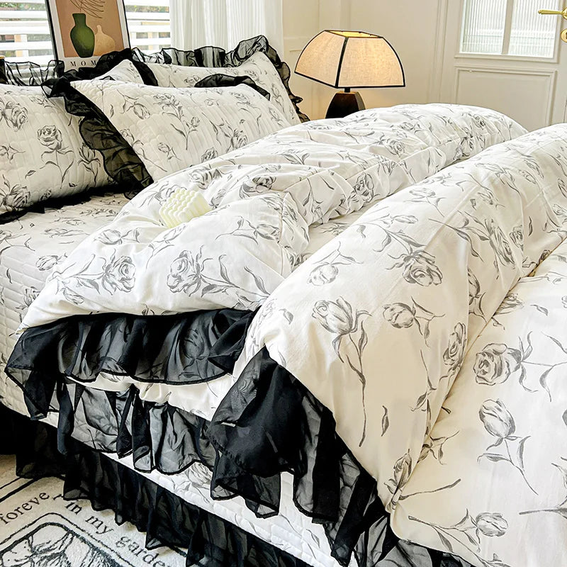 Printed Lace Duvet Cover | Women & Girls Bedroom Blanket Cover, Multiple Sizes (Pillowcase Sold Separately)