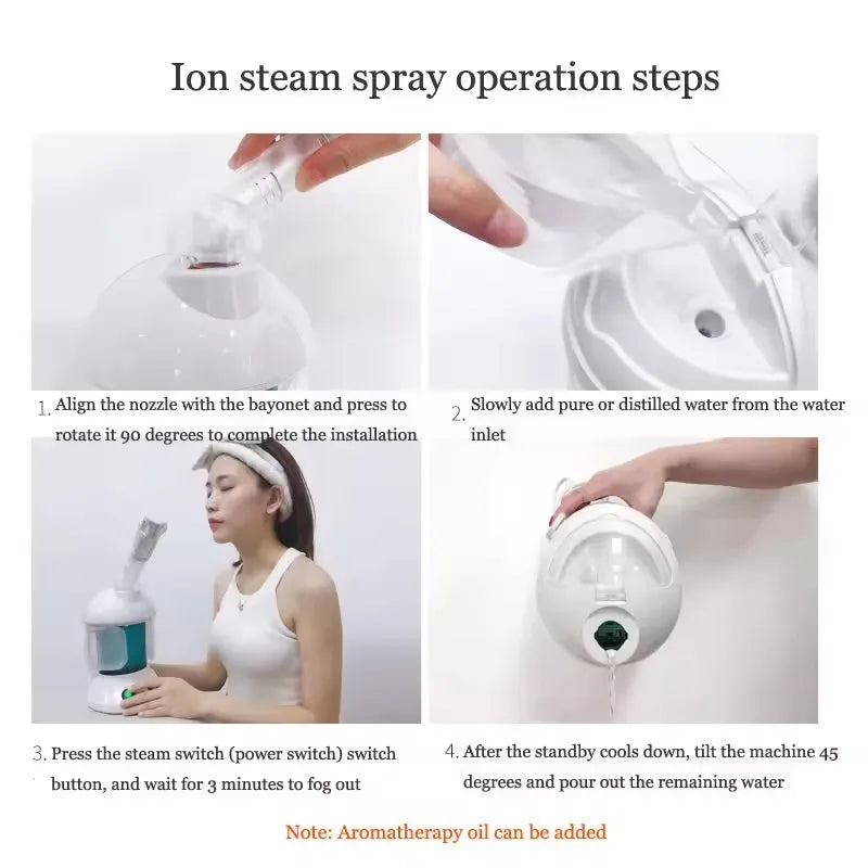 Ozone Facial Steamer & Cold Mist Sprayer – 3-in-1 Hot Steam, Cold Mist & Hair Baking Oil Spa Beauty Device