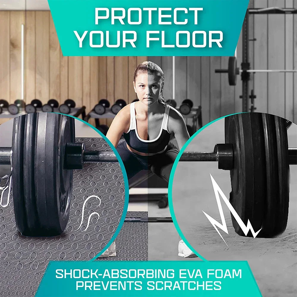 Interlocking Gym Floor Mat – Anti-Slip Rubber Exercise Mat for Home Workout, Weightlifting & Yoga