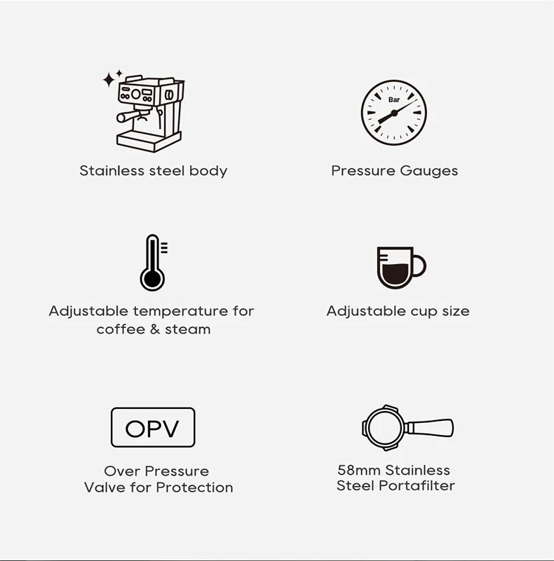 HiBREW H10A 20-Bar Semi-Automatic Espresso Machine | 58mm Portafilter, Temperature Control, Stainless Steel