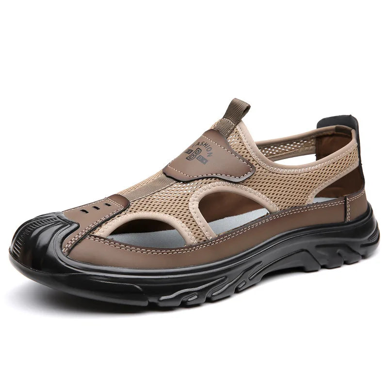 Men's Breathable Mesh Slip-On Sandals – Lightweight Non-Slip Beach & Casual Shoes