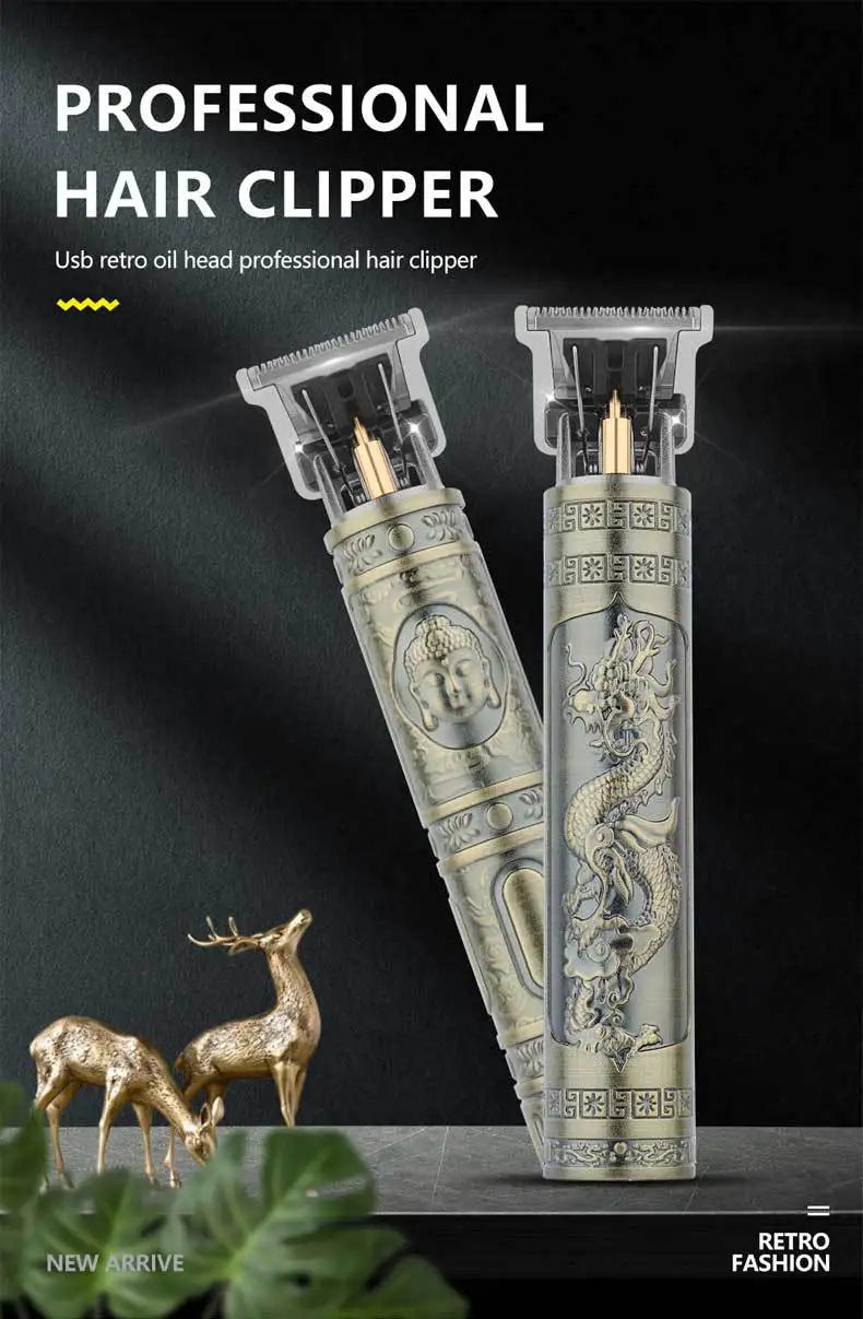 FKIV T9 Retro Hair Clipper Set – Wet/Dry, USB Fast Charge, 60-Min Runtime, 100-240V