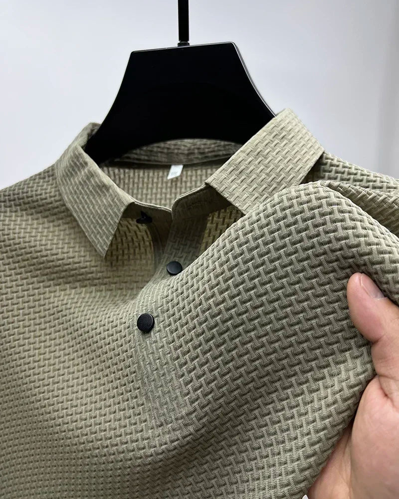Men's Ice Silk Breathable Polo Shirt — Business Casual Short Sleeve Summer Top