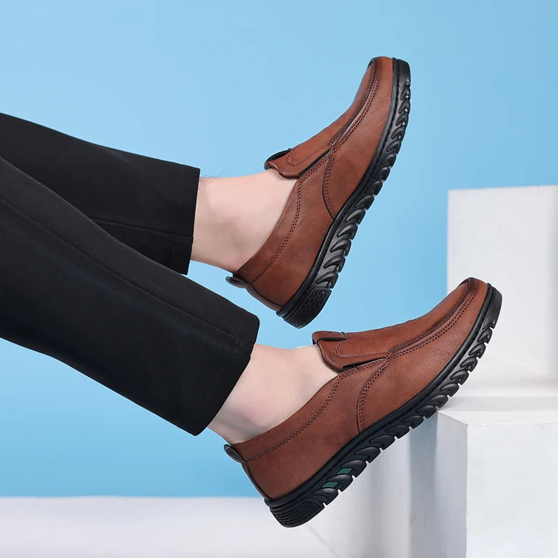 Men's Split Leather Slip-On Loafers