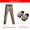 Men's Tactical Combat Suit – Camo Hooded Shirt & Cargo Pants with Pads