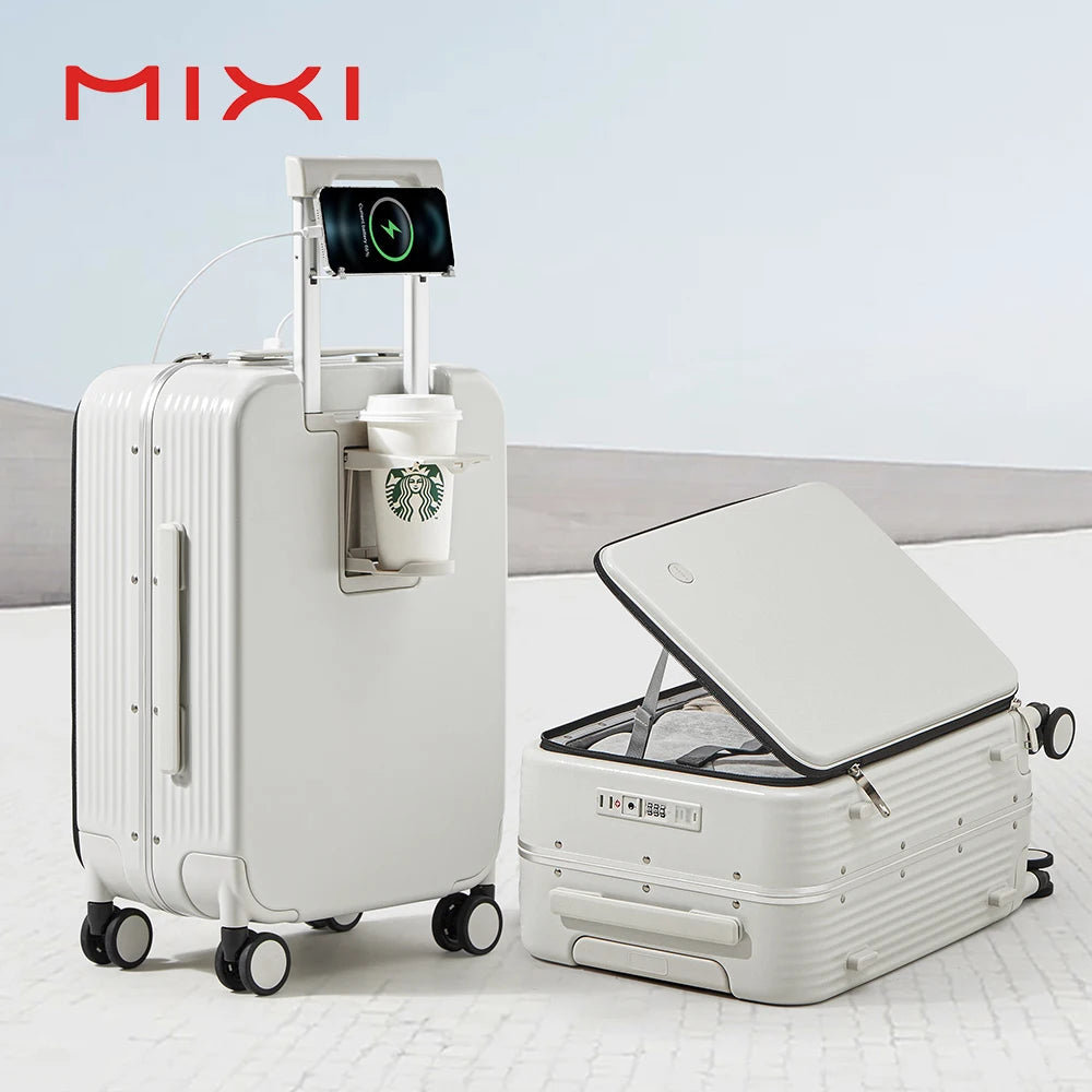 Mixi Aluminum Frame Luggage – USB, Cup & Phone Holder