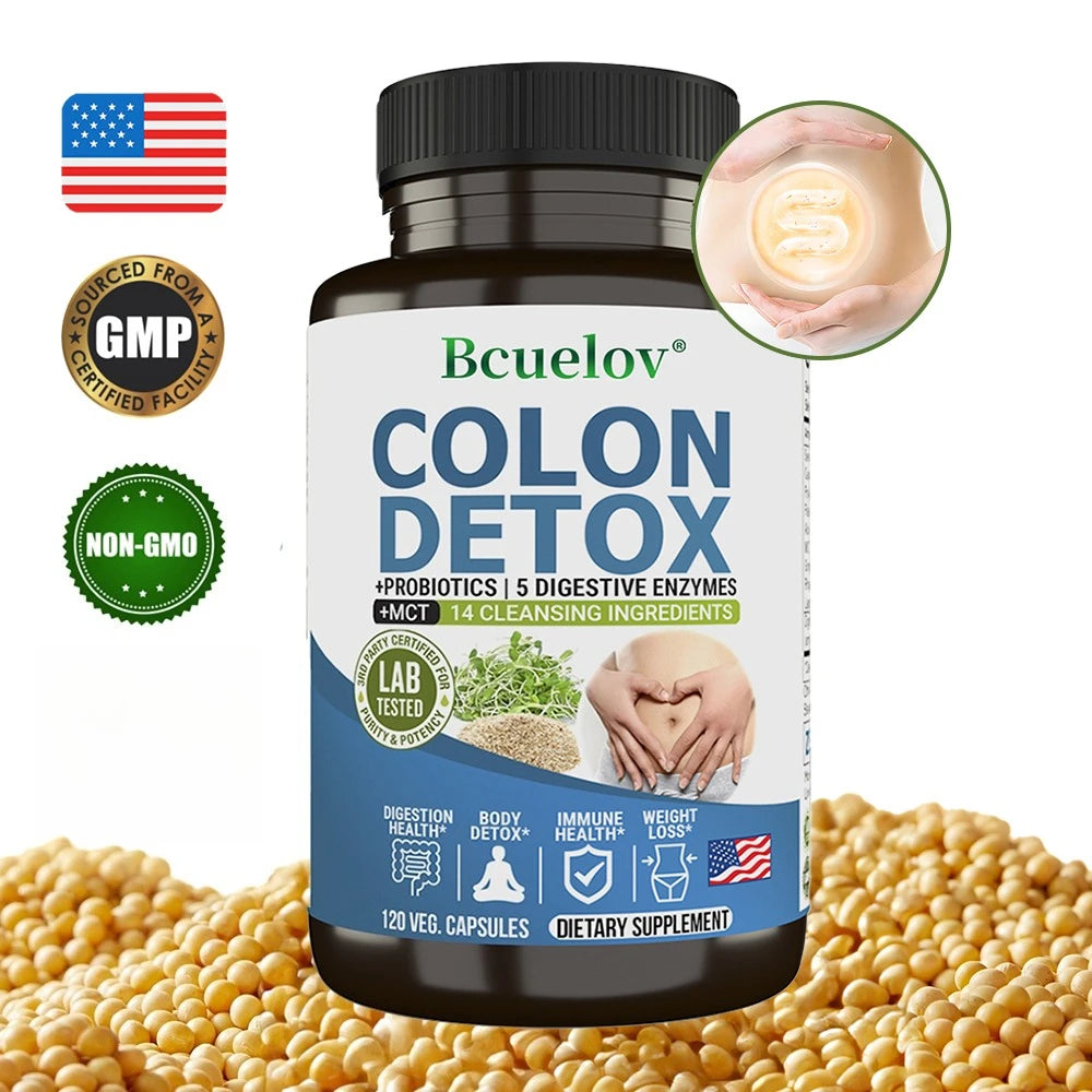 Colon Cleanser Detox Supplement – Bowel Cleansing with Psyllium Husk & Probiotics