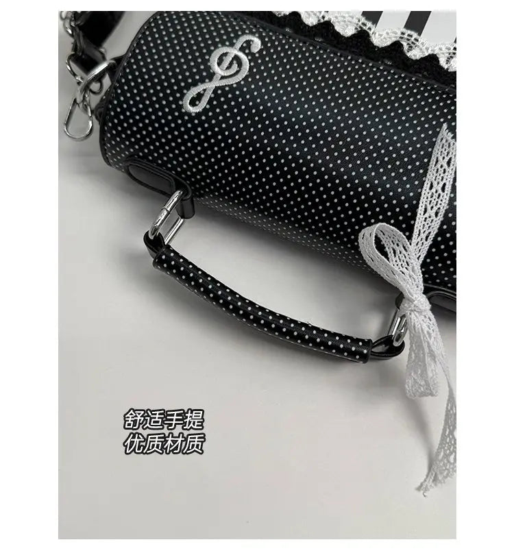 miyagawa Lace Piano Notes Polka Dot Crossbody Satchel – Sweet Color-Block Shoulder Bag for Women