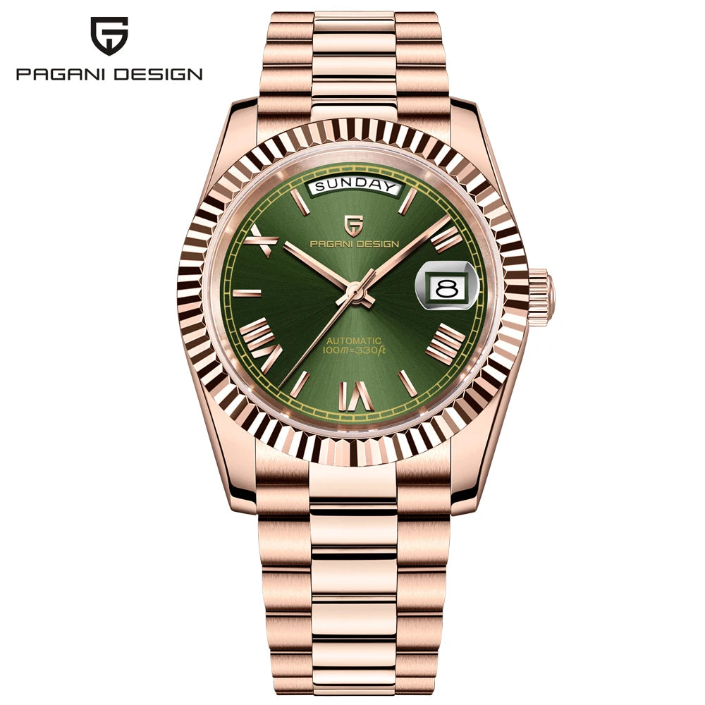 PAGANI DESIGN DD36 Men's Automatic Watch | Rose Gold Luxury Mechanical Sapphire Mirror Wristwatch