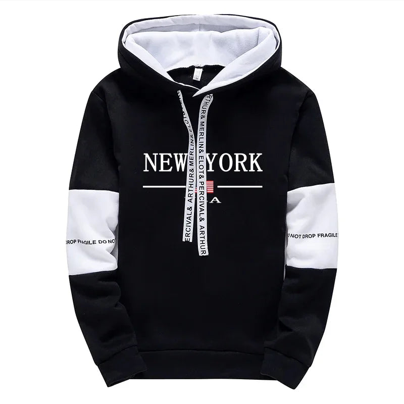Men's Print Hoodie & Jogger Pants Tracksuit – Autumn Winter Casual Sportswear Set