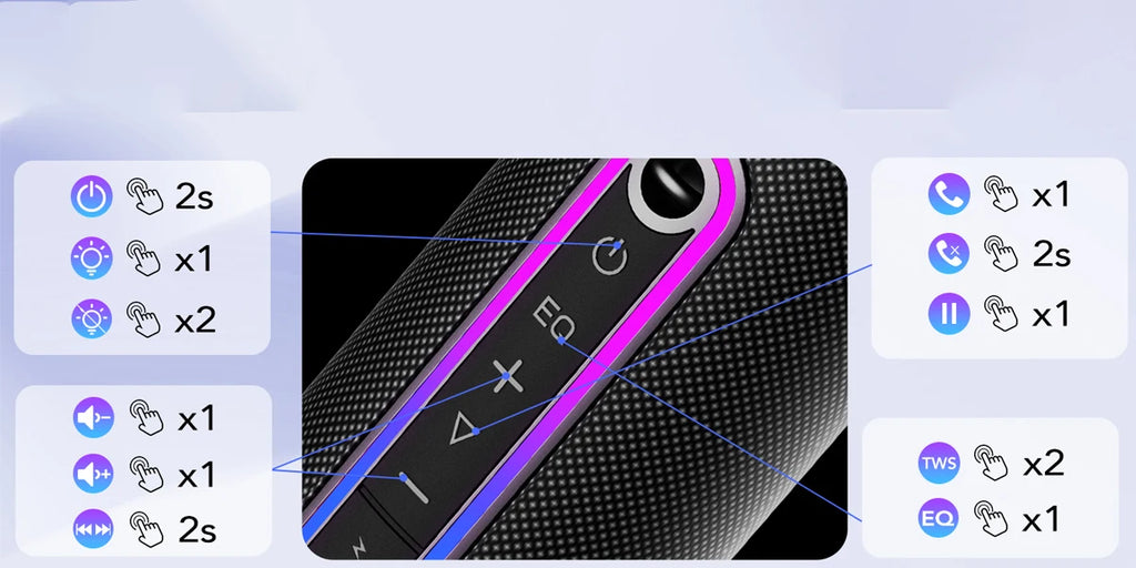 Wireless Portable Speaker — 30W Loud Stereo, IPX7 Waterproof, RGB Lights, TWS Pairing