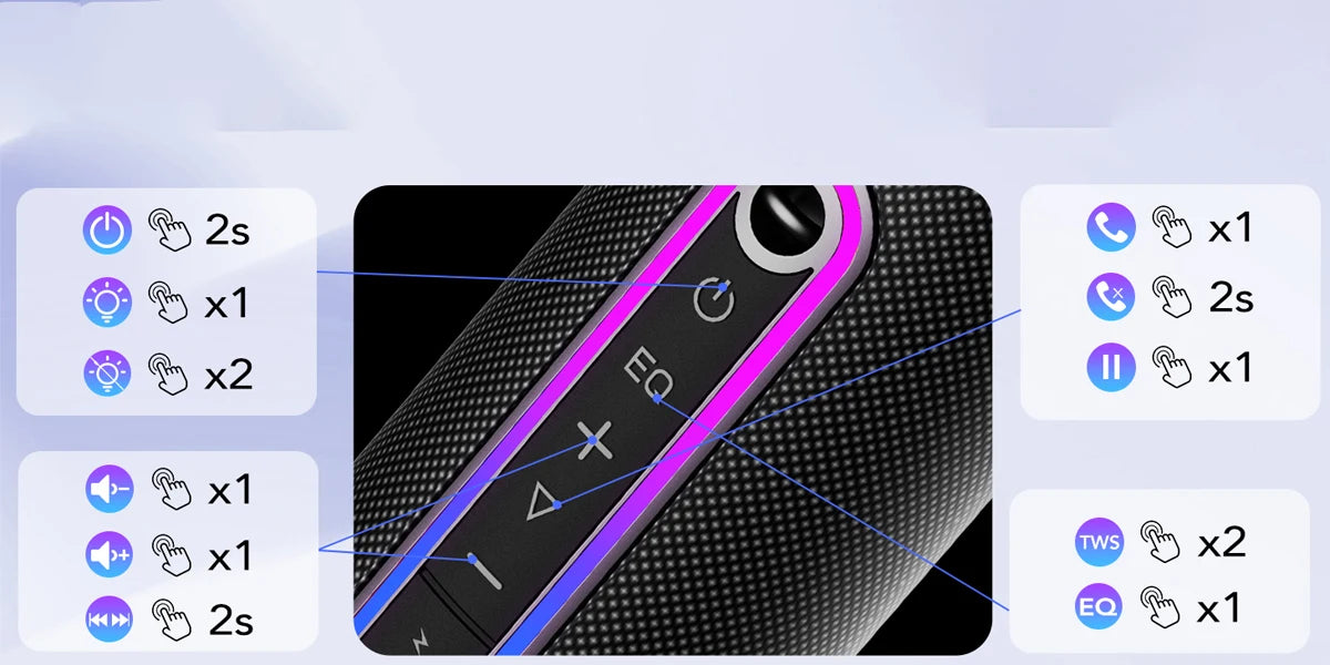 Wireless Portable Speaker — 30W Loud Stereo, IPX7 Waterproof, RGB Lights, TWS Pairing