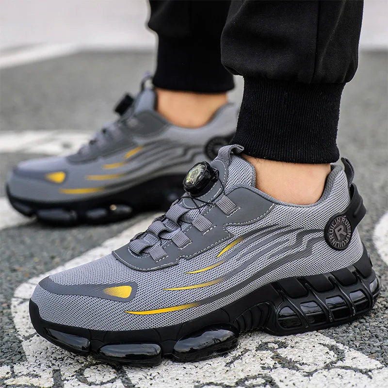 Men's Air Mesh Button-Closure Work Shoes