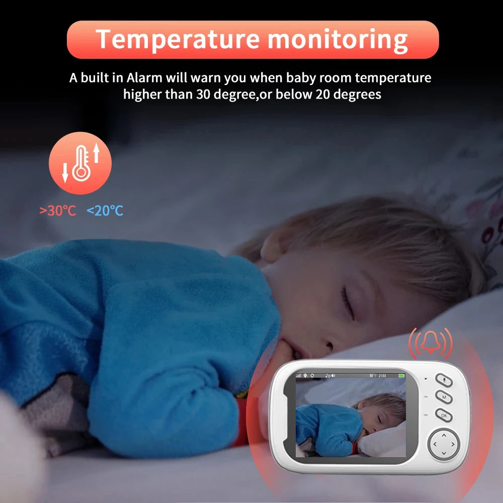 3.5" Wireless Video Baby Monitor – Night Vision, Temperature Monitoring, 2-Way Audio | No WiFi Needed