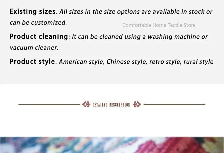 Persian Style Large Area Carpet – Retro Non-Slip Washable Rug for Living Room & Bedroom