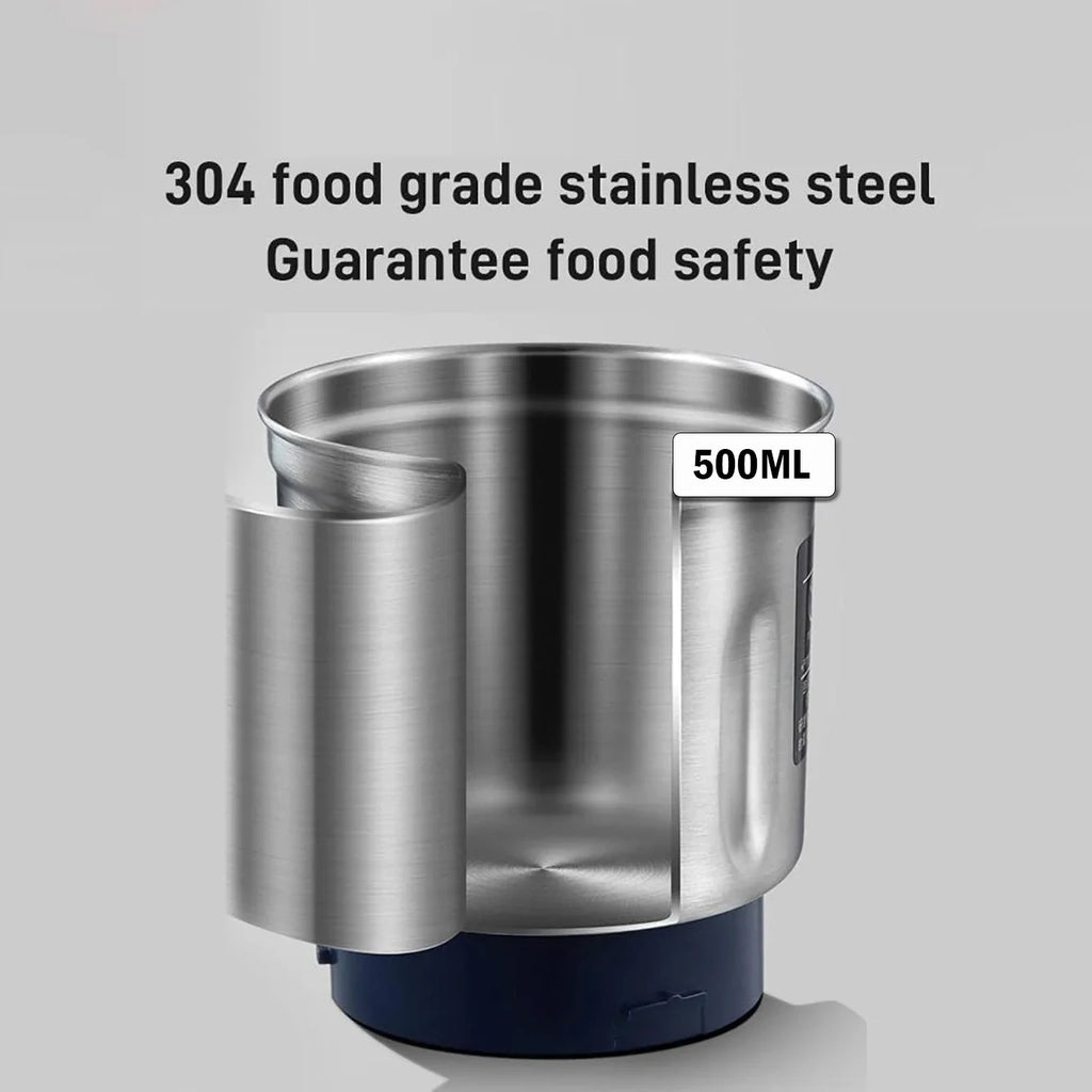 Electric Coffee & Grain Grinder – 500ml Stainless Steel, Beans, Grains & Spice Mill for Kitchen