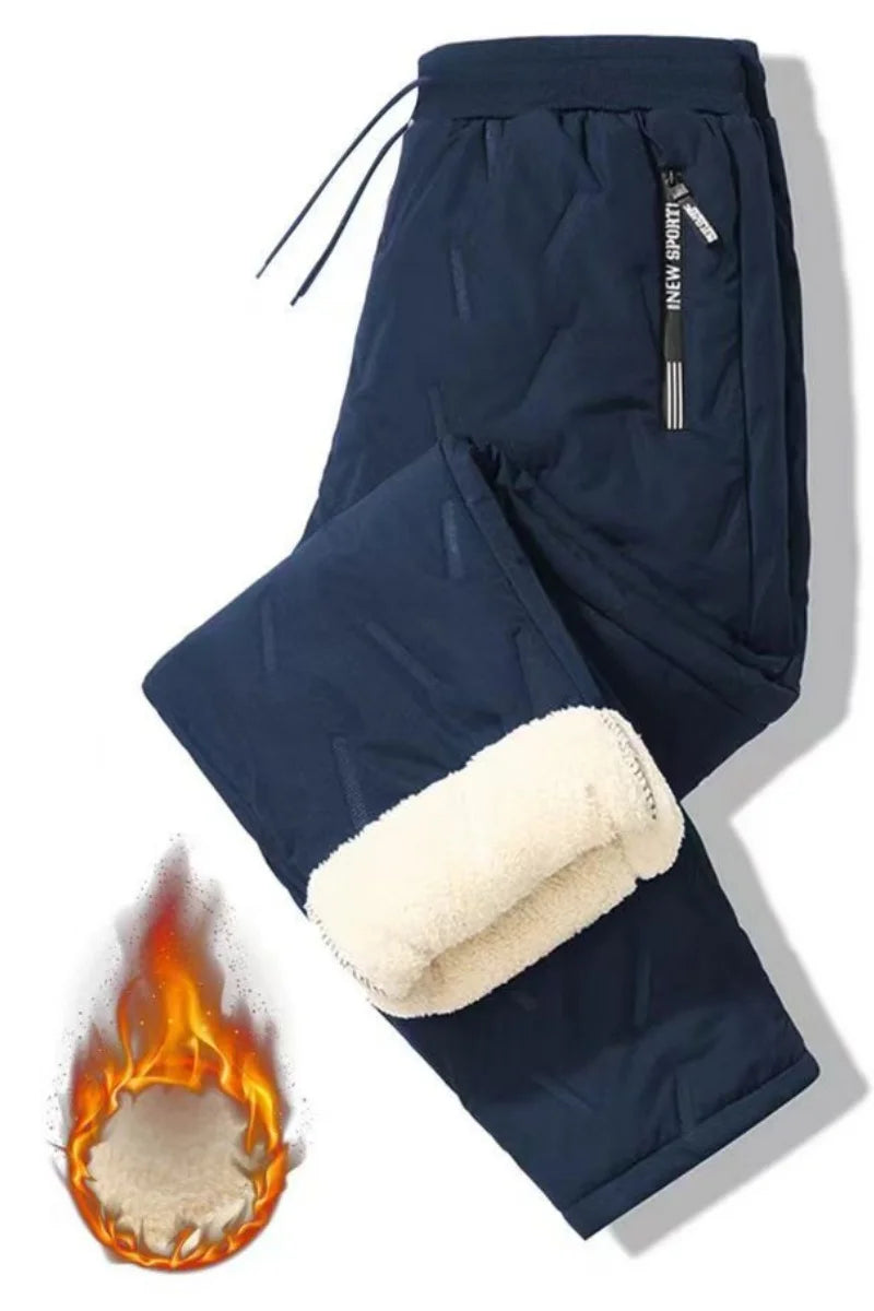 Men's Cashmere-Lined Thick Cotton Pants — Warm Winter Casual Trousers