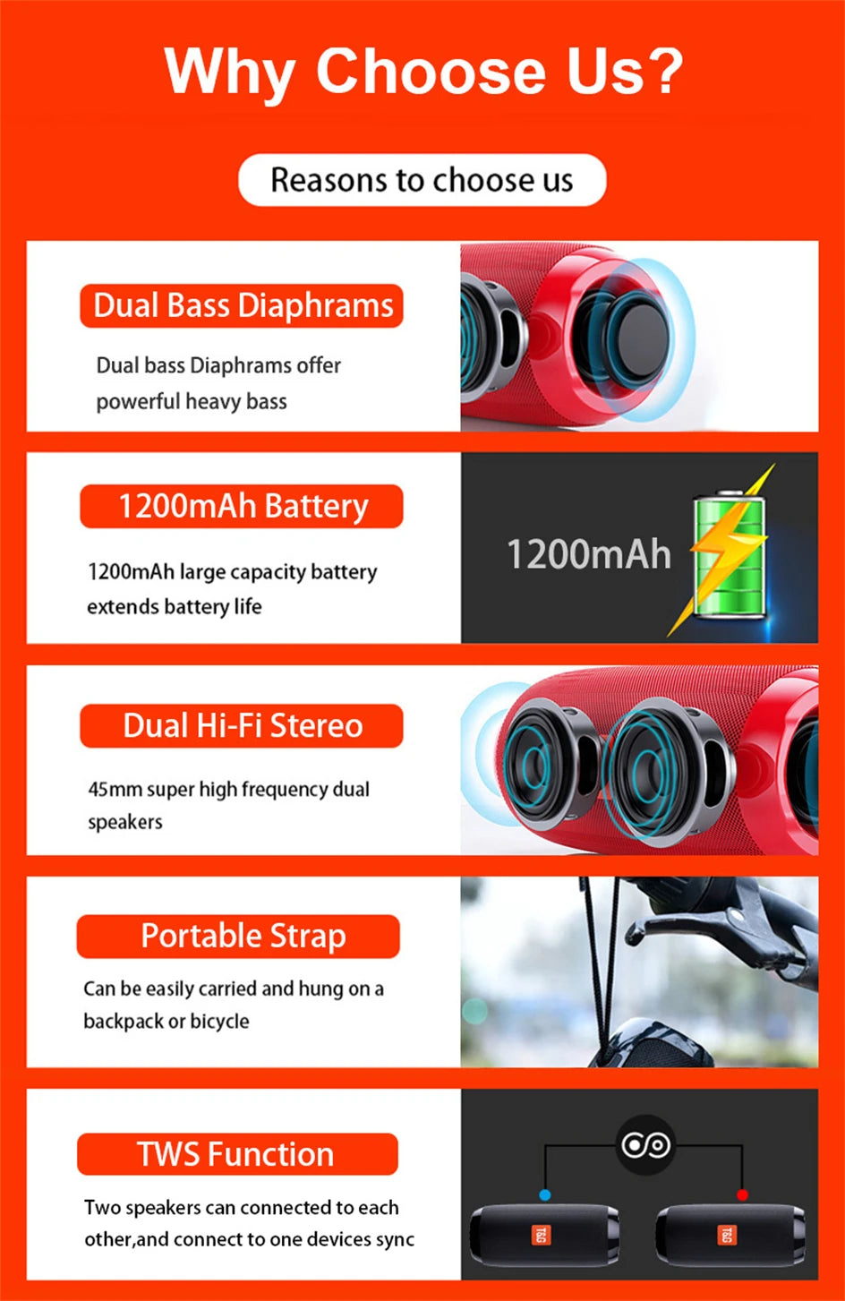 Wireless Portable Bluetooth Speaker — 360° Sound, Waterproof & Long Battery Life