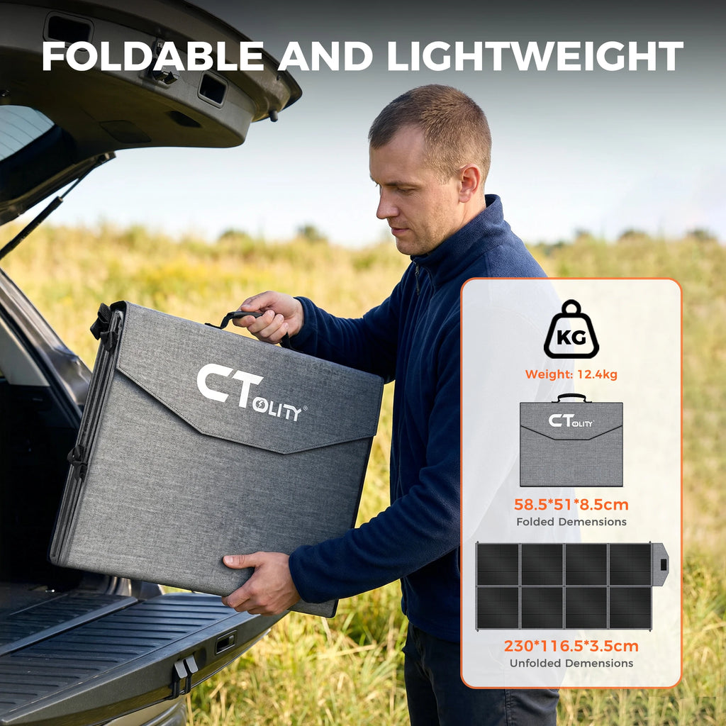 CTOLITY 400W Foldable Solar Panel – 41V, 23% ETFE Efficiency, Portable for RV & Outdoor Power