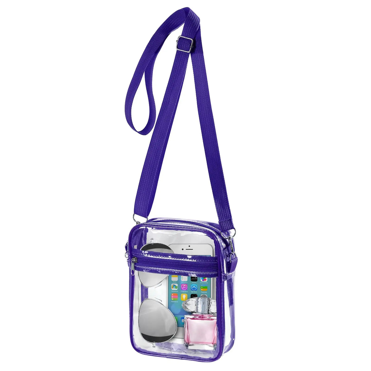 Women's Clear Stadium Crossbody Bag – PVC Transparent Shoulder Purse with Front Pocket