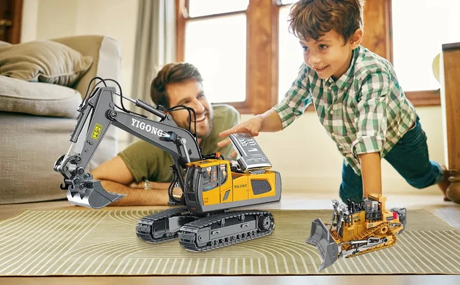 4WD RC Construction Truck with Light & Sound – Remote Control Excavator, Dump Truck & Bulldozer
