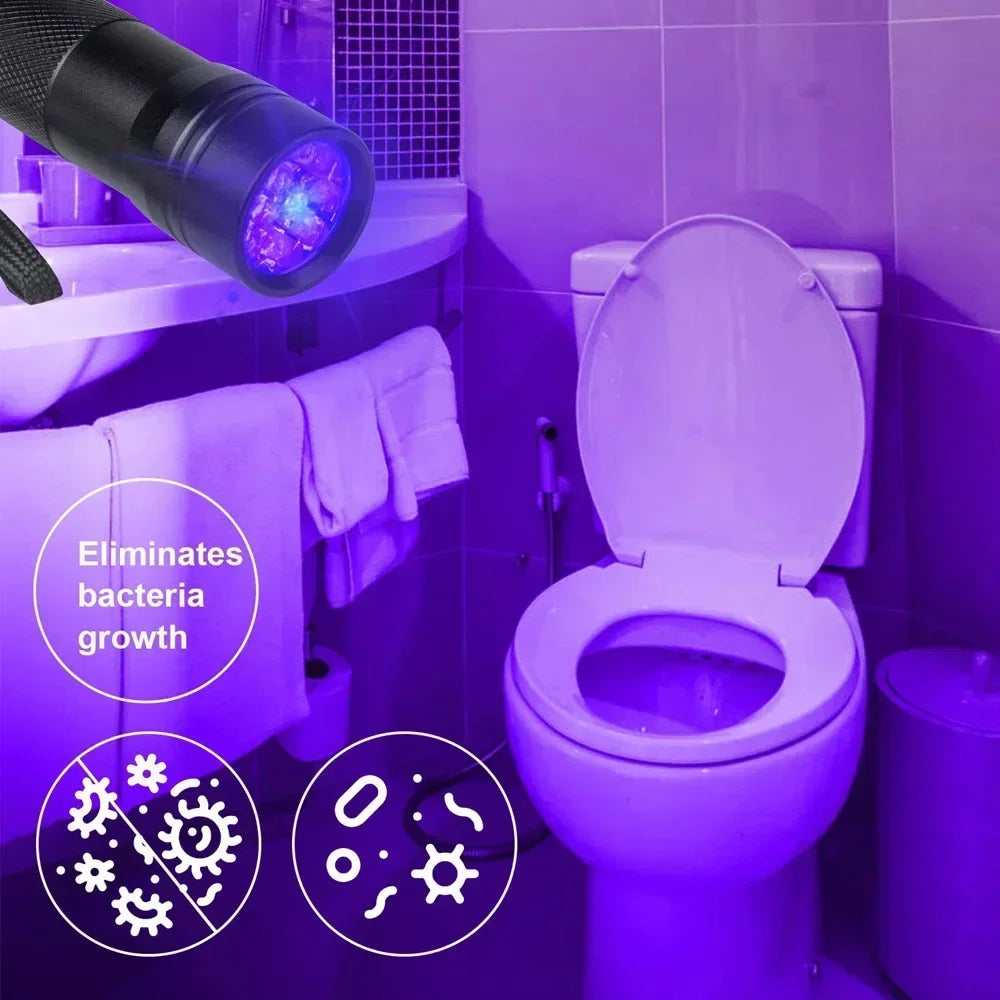 UV Blacklight Flashlight | 9/12 LED 395nm, Pet Urine & Stain Detector, Waterproof Aluminum, Batteries Not Included