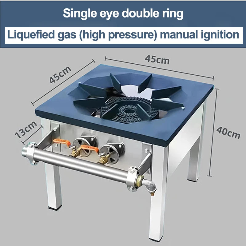 Energy-Saving Single Gas Stove – Dual Ring Commercial & Household Cooktop, LPG/Natural Gas, Short Footed