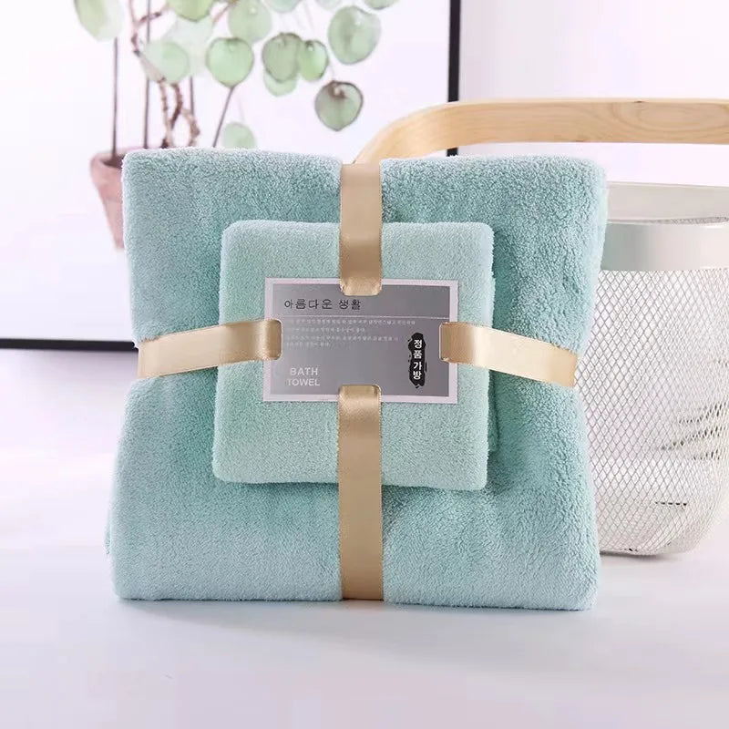 2-Piece Super Soft Coral Velvet Bath Towel Set – Highly Absorbent, Hotel & Spa Quality