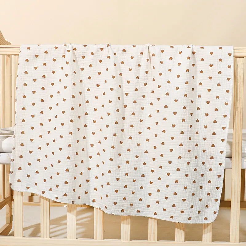 Cartoon Print Cotton Muslin Baby Swaddle Blanket – Soft Breathable Newborn Receiving Blanket